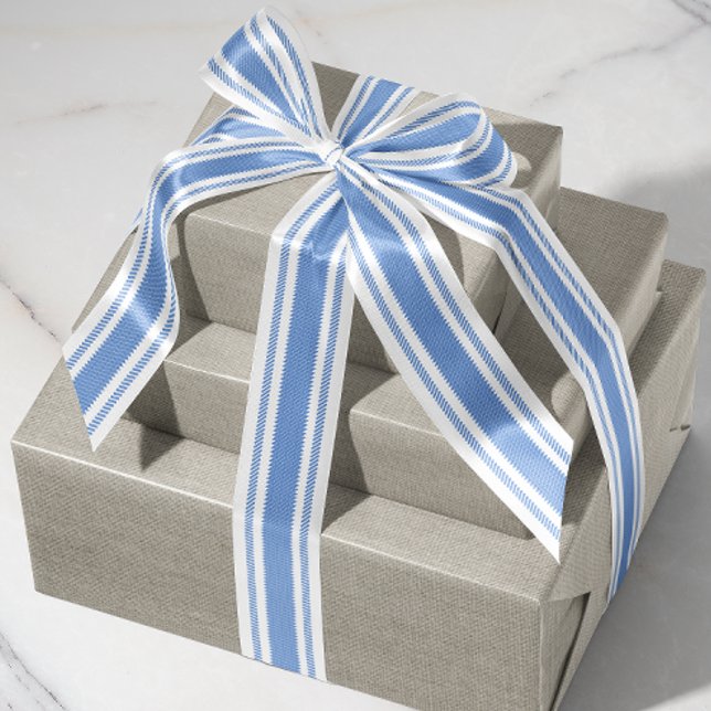 Ruban Gros-grain Ruban Bleu Français (French country style ticking tape stripe patterned satin ribbon)