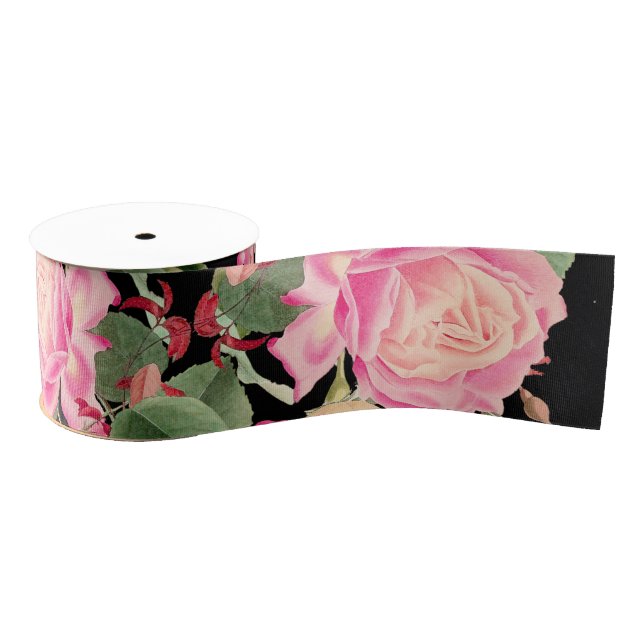 Ruban Gros-grain Ruban floral de gros-grain de fleurs de rose de (Bobine)