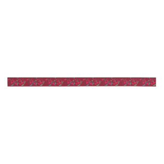 Ruban Gros-grain Ruban floral de Wassail rouge profond