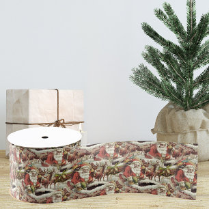 Ruban Gros-grain Ruban Noël vintage du Père Noël   Ruban cadeau