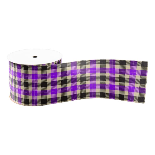 Ruban Gros-grain Ruban plaqué Tartan violet et noir (Bobine)
