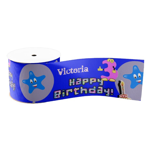 Ruban Gros-grain Ruban, Ruban #3 Anniversaire, Joyeux 3ème Annivers (Bobine)