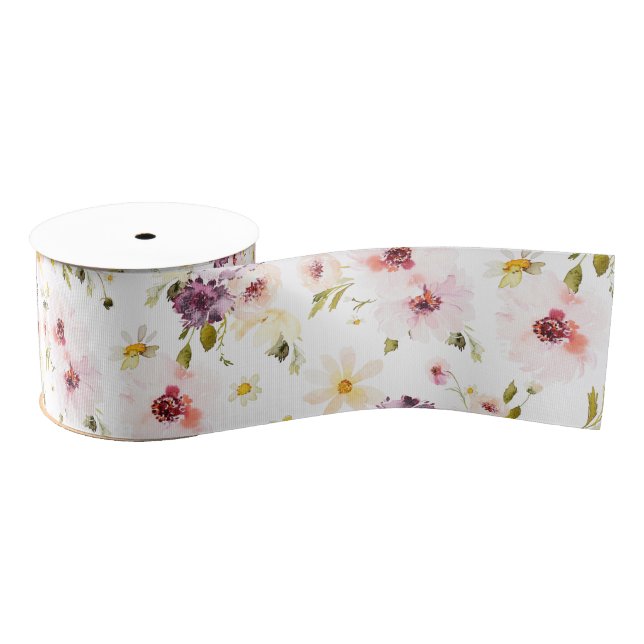 Ruban Gros-grain Ruban vintage Floral Grosgrain (Bobine)