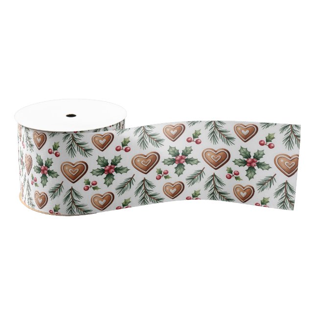 Ruban Gros-grain Rubans de Noël en grosgrain en forme de biscuits e (Bobine)