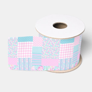 Ruban Gros-grain Rubans Faux Patchwork Roses et Papillons