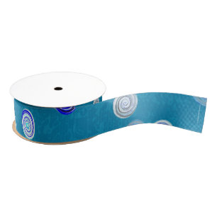 Ruban Gros-grain Rubans Grosgrain Bleus en Spirales à Points Polka