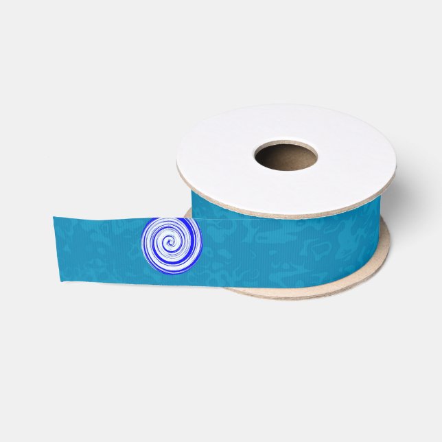 Ruban Gros-grain Rubans Grosgrain Bleus en Spirales à Points Polka  (Bobine)