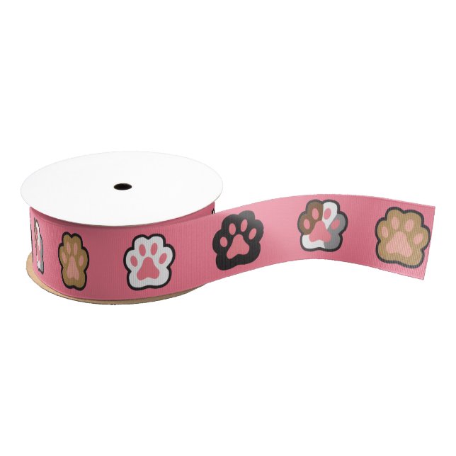 Ruban Gros-grain Rubans Pattes Roses (Bobine)