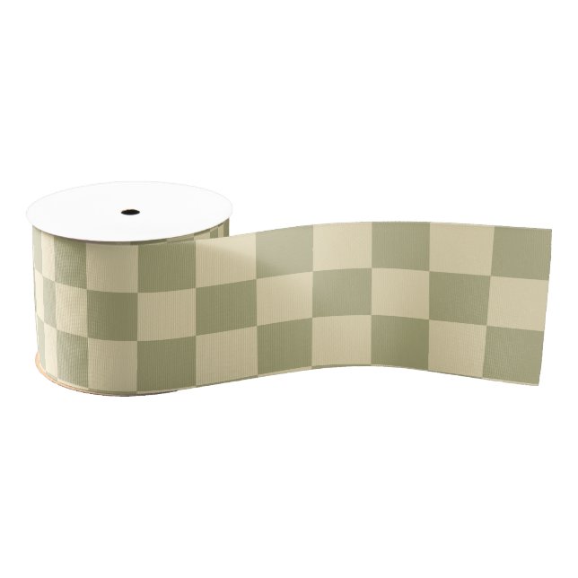 Ruban Gros-grain Sage Checkerboard (Bobine)
