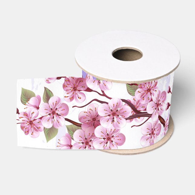 Ruban Gros-grain Sakura rose sur la peinture Arrière - plan (Bobine)