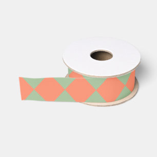 Ruban Gros-grain Saumon vert olive rose Checker Motif diamant