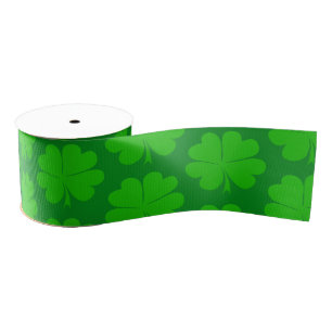 Ruban Gros-grain Shamrock & Lucky Clover leaf / Irish Saint Patrick