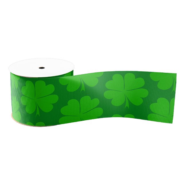 Ruban Gros-grain Shamrock & Lucky Clover leaf / Irish Saint Patrick (Bobine)