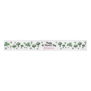 Ruban Gros-grain Shamrock rose et vert personnalisé Coeur et champi