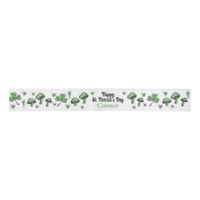 Ruban Gros-grain Shamrock vert neutre pour les femmes Coeur et cham (Devant)