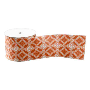 Ruban Gros-grain Shippo avec Motif Fleur, Mandarin Orange