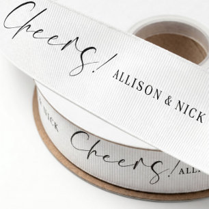 Ruban Gros-grain Simple mariage personnalisé noir et blanc Cheers