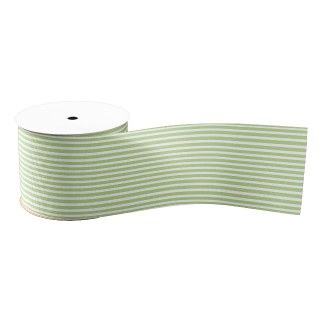 Ruban Gros-grain Simple Modern Lime Green White Striped Minimalist  (Bobine)