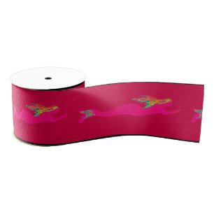 Ruban Gros-grain sirène rose natation rouge