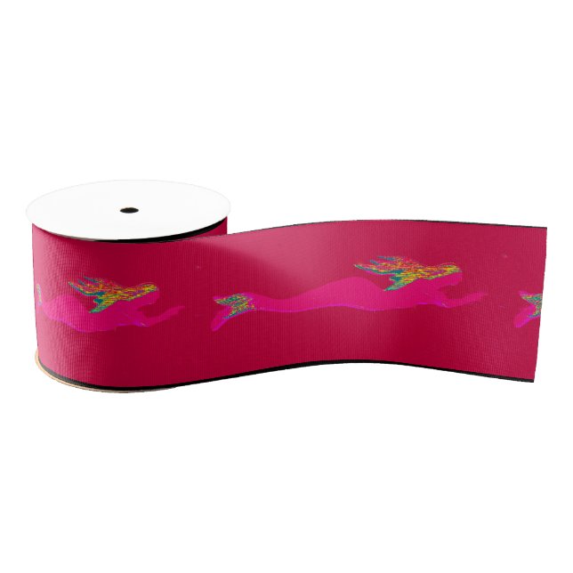 Ruban Gros-grain sirène rose natation rouge (Bobine)