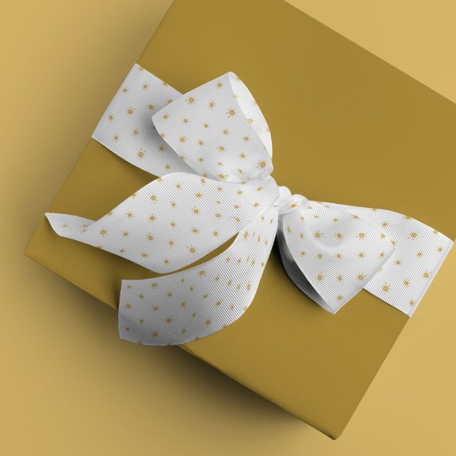 Ruban Gros-grain Soleil de Bohème en Aquarelle Jaune (Yellow watercolor dotted suns ribbon)