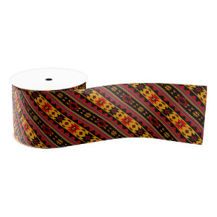 Ruban Gros-grain Southwest Design Red Black Gold Tribal Motif