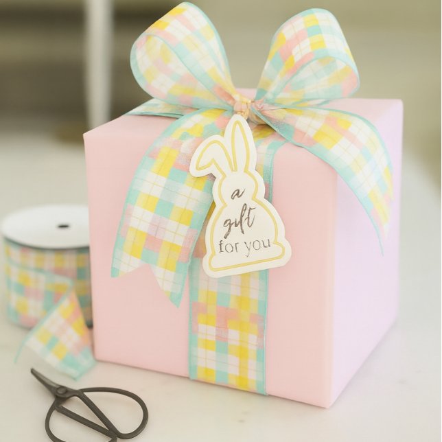 Ruban Gros-grain Spring Plaid Pastel Pink Blue Yellow (Spring pastel plaid ribbon is perfect for a variety of occasion.)