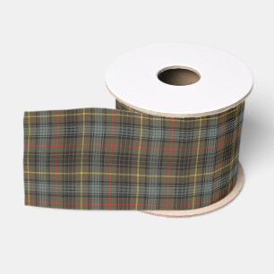 Ruban Gros-grain Stewart Chasse Patiné Tartan Plaid Motif