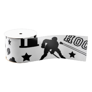 Ruban Gros-grain Sticks de hockey sur glace Joueur Motif Fun Sports