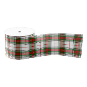 Ruban Gros-grain Stuart / Stewart tartan blanc rouge vert plaid