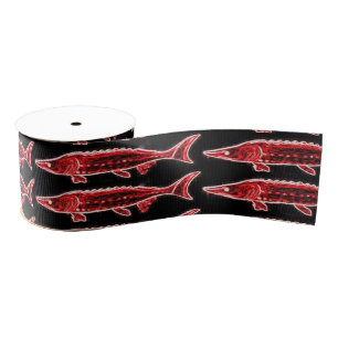 Ruban Gros-grain sturgeonson rouge sur le noir