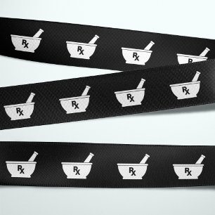 Ruban Gros-grain Symbole de mortier et de pilon de pharmacologie