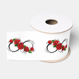 Ruban Gros-grain Symbole d'infini avec roses rouges