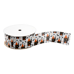 Ruban Gros-grain Symboles d'Halloween en continu motif