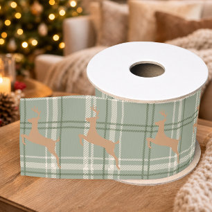 Ruban Gros-grain Tartan à carreaux vintage Noël Renne 