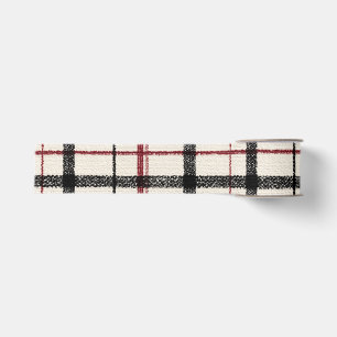 Ruban Gros-grain Tartan neutre blanc noir et rouge