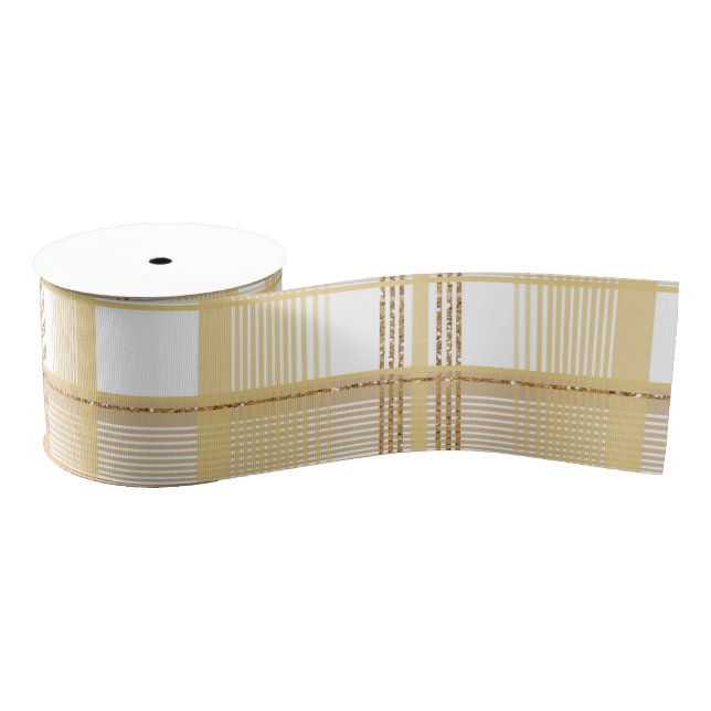 Ruban Gros-grain Tartan pailleté or  (Bobine)