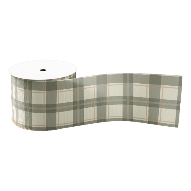Ruban Gros-grain Tartan Sage Classique  (Bobine)