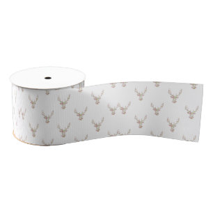 Ruban Gros-grain Tête florale vintage blanche rose moderne de cerf