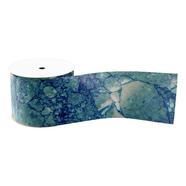Ruban Gros-grain Texture de marbre vert Turquoise bleu (Bobine)