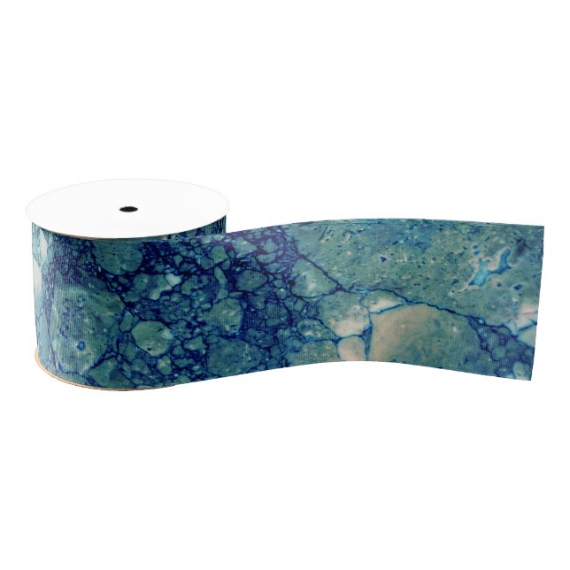 Ruban Gros-grain Texture de marbre vert Turquoise bleu (Bobine)
