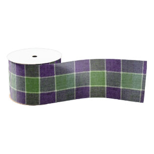 Ruban Gros-grain Tissu de laine vert et mauve