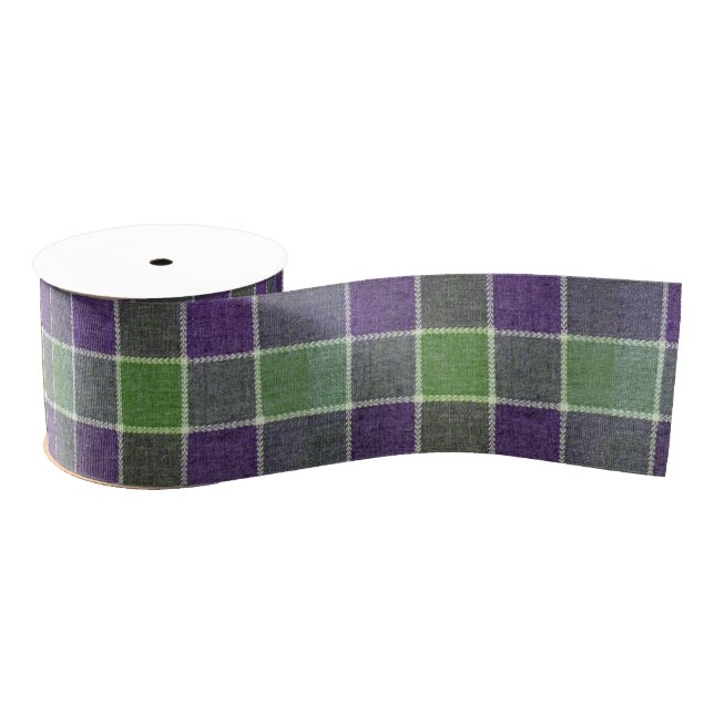 Ruban Gros-grain Tissu de laine vert et mauve (Bobine)