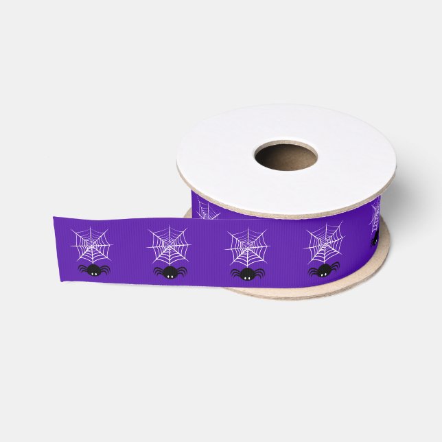 Ruban Gros-grain Toile d'araignée Halloween  (Bobine)