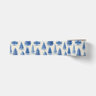 Ruban Gros-grain toile de Noël bleue