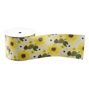 Ruban Gros-grain Tournesol Tropical Floral
