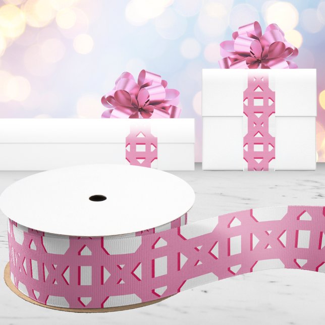 Ruban Gros-grain Trellis en Rotin de Style Chinois en Rose (Créateur téléchargé)