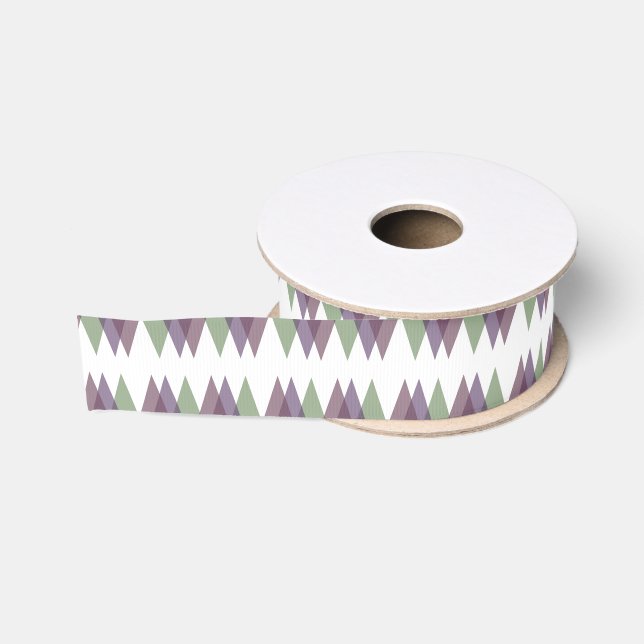Ruban Gros-grain Triangles mauve et vert (Bobine)