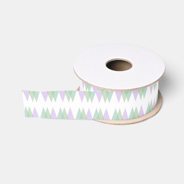 Ruban Gros-grain Triangles vert et lilas (Bobine)