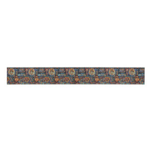 Ruban Gros-grain Tribal Aqua "Tapisserie pré-colombienne" Grosgrain